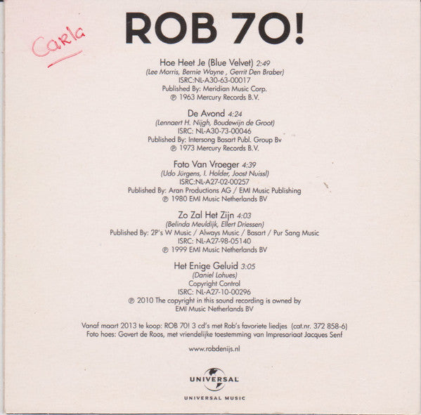 Rob de Nijs : ROB 70! (CD, MiniAlbum, Comp, Promo)