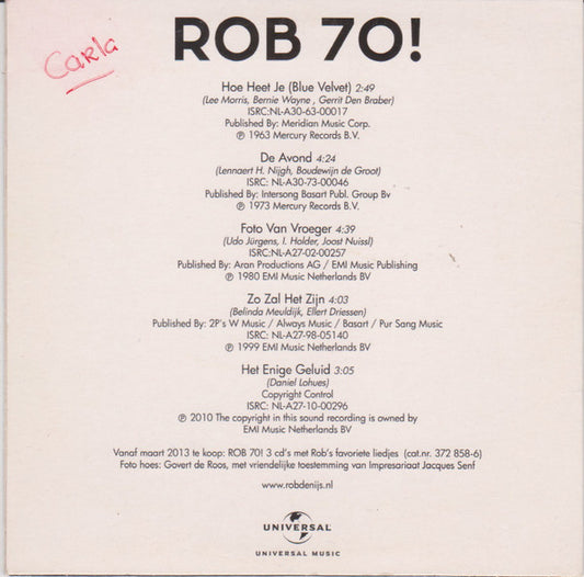 Rob de Nijs : ROB 70! (CD, MiniAlbum, Comp, Promo)