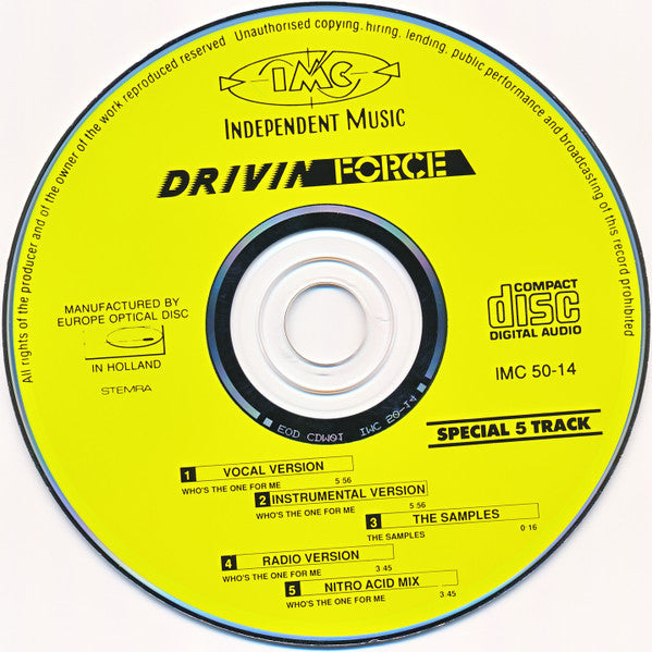 Drivin' Force Featuring Tony Sherman : Who's The One For Me (CD, Maxi)