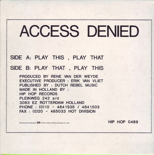 Access Denied : Play This Play That (CD, Mini)