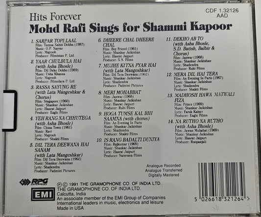Mohammed Rafi : Hits Forever (Mohd. Rafi Sings For Shammi Kapoor) (CD, Comp)
