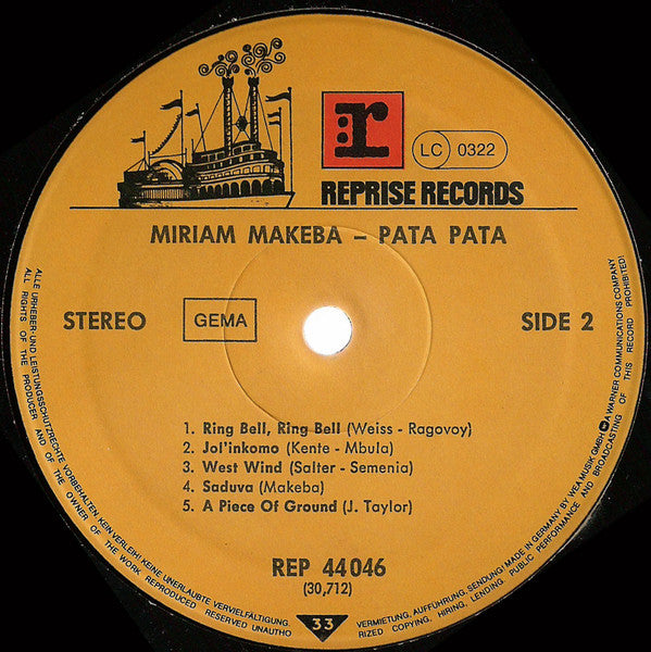 Miriam Makeba : Pata Pata (LP, Album, RE)