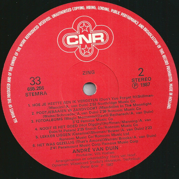 André van Duin : Zing (LP, Album)