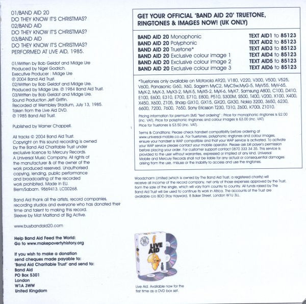 Band Aid 20 : Do They Know It's Christmas? (CD, Single, Ger)