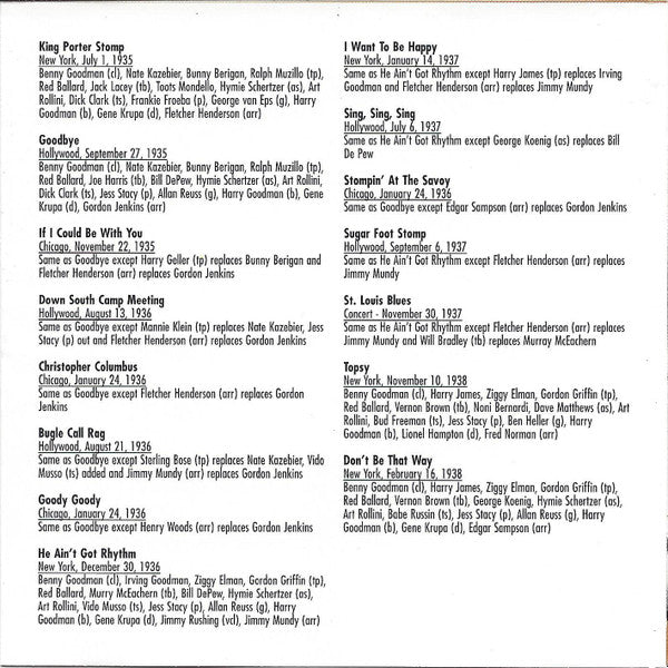 Benny Goodman : The Best Of Benny Goodman - Original Hits (CD, Comp)