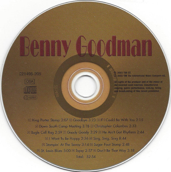 Benny Goodman : The Best Of Benny Goodman - Original Hits (CD, Comp)