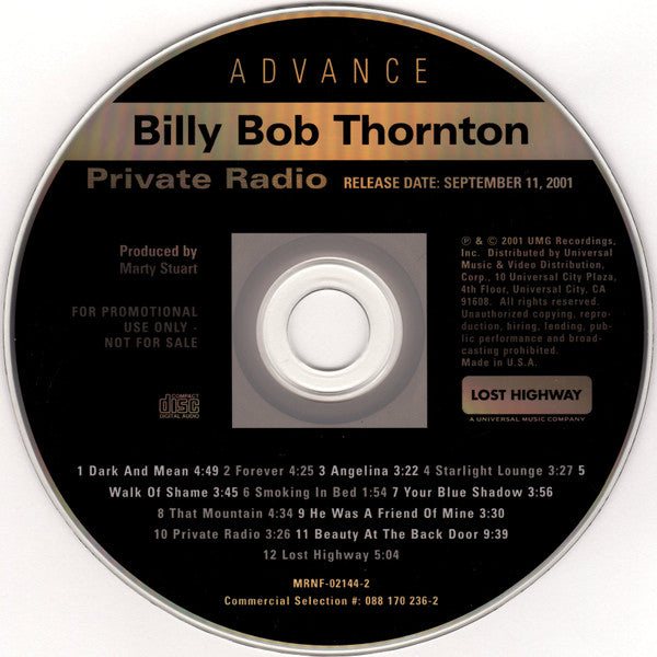 Billy Bob Thornton : Private Radio (HDCD, Advance, Album, Promo)