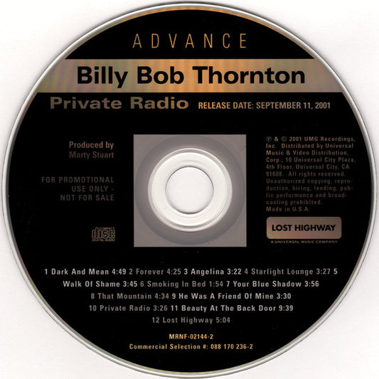 Billy Bob Thornton : Private Radio (HDCD, Advance, Album, Promo)