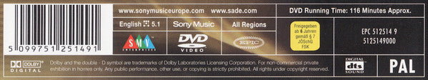 Sade : Lovers Live / Lovers Rock (DVD-V, Multichannel, PAL + CD, Album + Comp)
