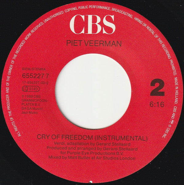 Piet Veerman : Cry Of Freedom (7", Single)