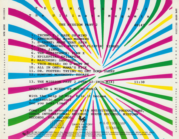 Various : Techno Party 2 - The Ultimate Megamix (CD, Comp, Mixed)