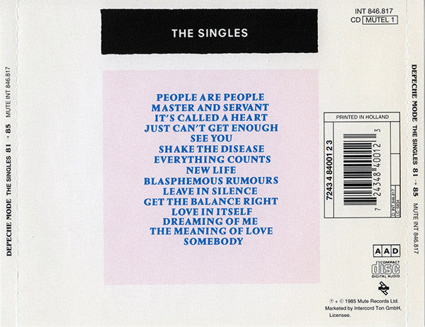 Depeche Mode : The Singles 81 → 85 (CD, Comp, RE)
