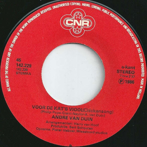 André van Duin : Voor De Kat's Viool / Barbecue (7", Single)