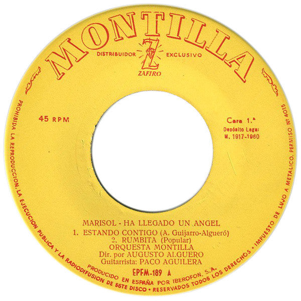 Marisol : Canciones De La Película "Ha Llegado Un Angel" (7", EP)