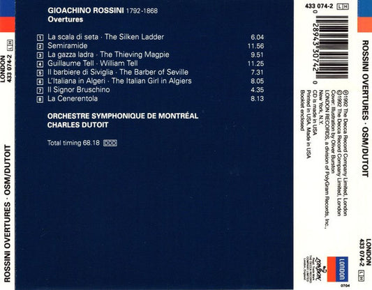 Gioacchino Rossini, Charles Dutoit · Orchestre Symphonique De Montréal : 8 Overtures (CD, Album)