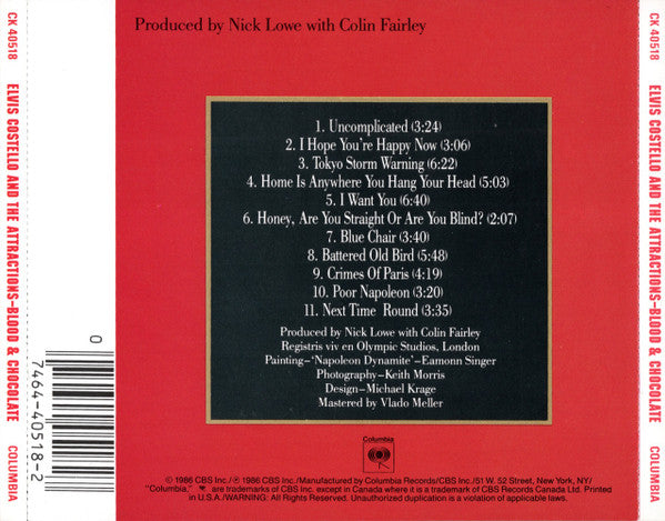 Elvis Costello & The Attractions : Blood & Chocolate (CD, Album, RE)