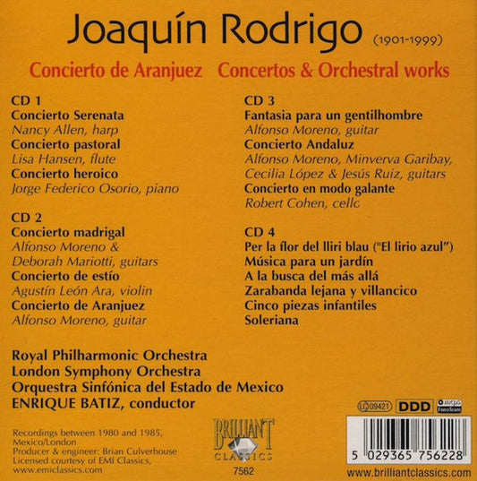 Rodrigo* : Concierto De Aranjuez - Concertos & Orchestral Works (4xCD + Box, Comp)