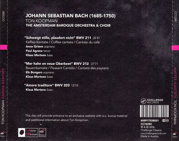 Johann Sebastian Bach - Ton Koopman, The Amsterdam Baroque Orchestra And Choir : Kaffee-Kantate (CD, Comp)