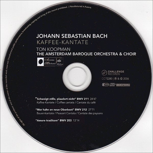 Johann Sebastian Bach - Ton Koopman, The Amsterdam Baroque Orchestra And Choir : Kaffee-Kantate (CD, Comp)