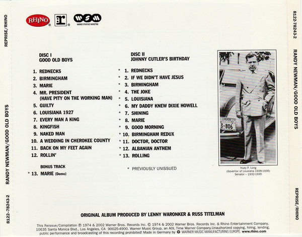 Randy Newman : Good Old Boys (2xCD, Album, RE, RM, Sli)