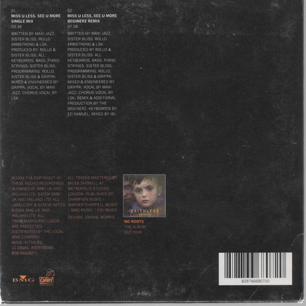 Faithless : Miss U Less, See U More (CD, Single)