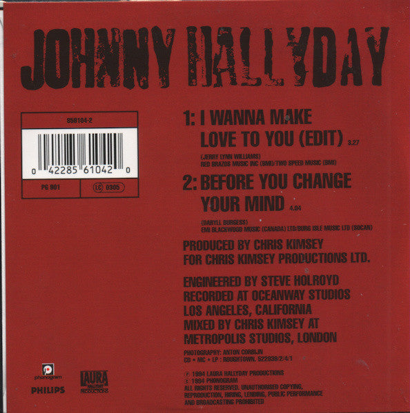 Johnny Hallyday : I Wanna Make Love To You (CD, Single)