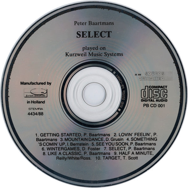 Peter Baartmans : Select (CD, Album)