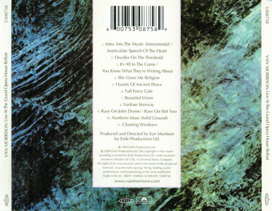 Van Morrison : Live At The Grand Opera House Belfast (CD, Album, RE, RM)
