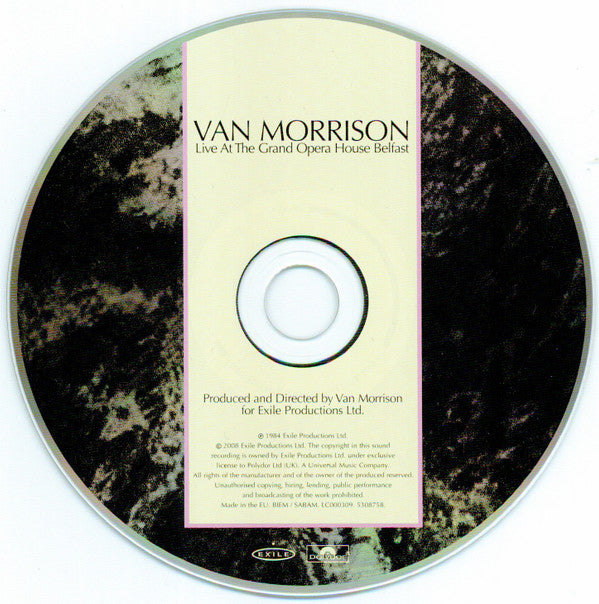 Van Morrison : Live At The Grand Opera House Belfast (CD, Album, RE, RM)
