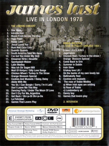 James Last : Live In London 1978 (DVD, NTSC)
