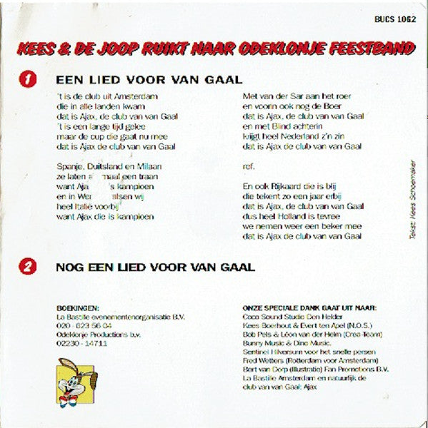 Kees & De Joop Ruikt Naar Odeklonje Feestband : Een Lied Voor Van Gaal (CD, Single)
