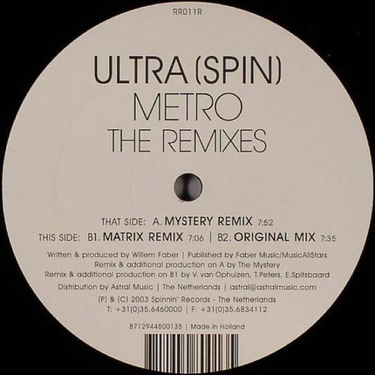 Ultra Spin : Metro (The Remixes) (12")