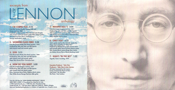 John Lennon : Excerpts From John Lennon Anthology (CD, Promo, Smplr, Har)