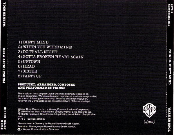 Prince : Dirty Mind (CD, Album, RE)