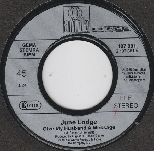 June Lodge : Give My Husband A Message (7", Single)