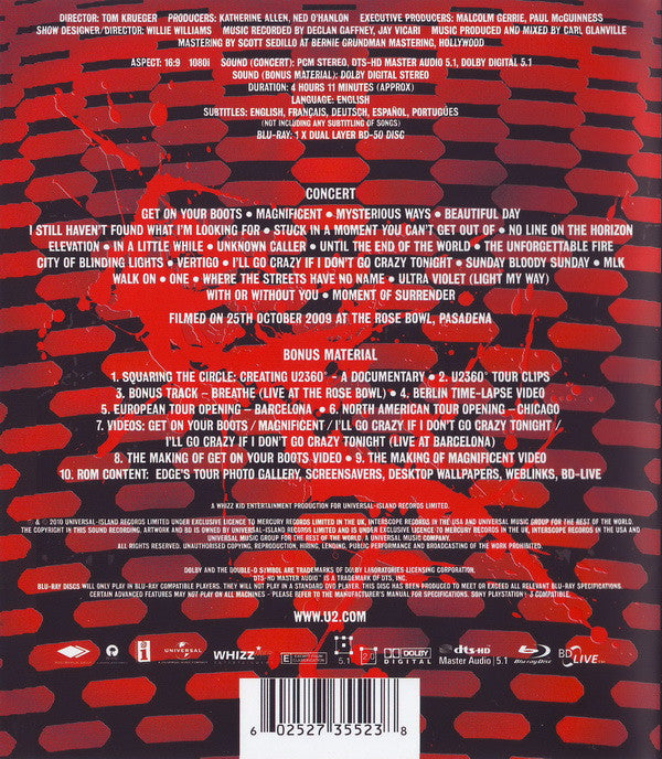 U2 : U2360° At The Rose Bowl (Blu-ray, Multichannel)