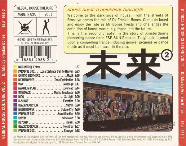 Frankie Bones : Global House Culture Vol 2 (CD, Mixed)
