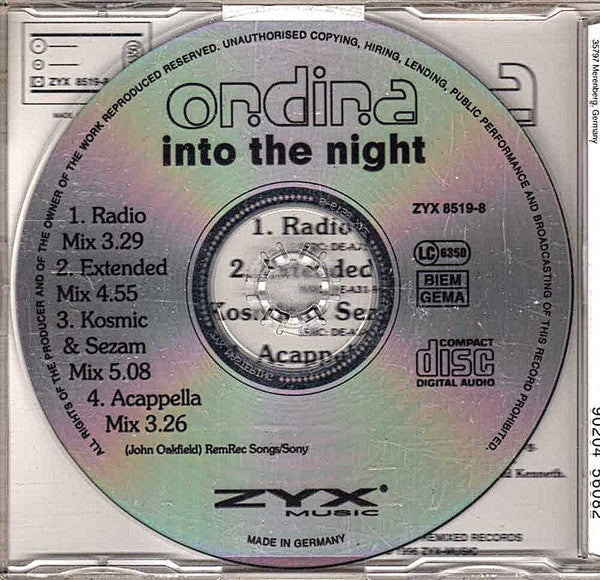 Ondina : Into The Night (CD, Maxi)