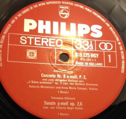 Antonio Vivaldi / Tomaso Albinoni / Pietro Antonio Locatelli : I Musici : I Musici In Amsterdam (LP, Album)