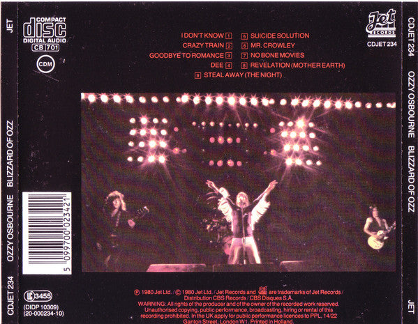 Ozzy Osbourne : Blizzard Of Ozz (CD, Album, RE)