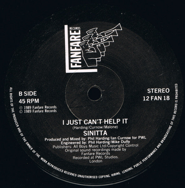 Sinitta : Right Back Where We Started From (Left Back On The Side Mix) (12")