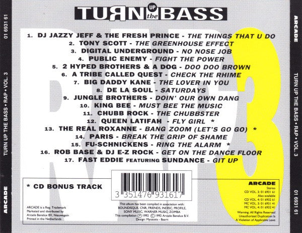Various : Turn Up The Bass - Rap - Volume 3 (CD, Comp)