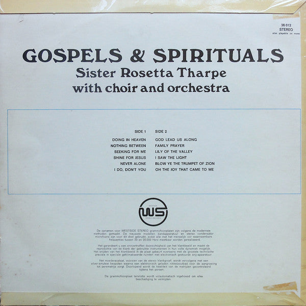 Sister Rosetta Tharpe With The Gospel Tabernacle Choir And Players : Gospels & Spirituals (LP, Album, RE)