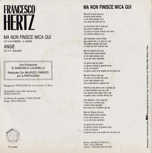 Francesco Hertz : Ma Non Finisce Mica Qui (7")