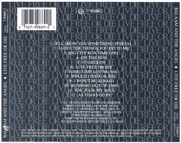 Balaam And The Angel : Live Free Or Die (CD, Album, Nim)