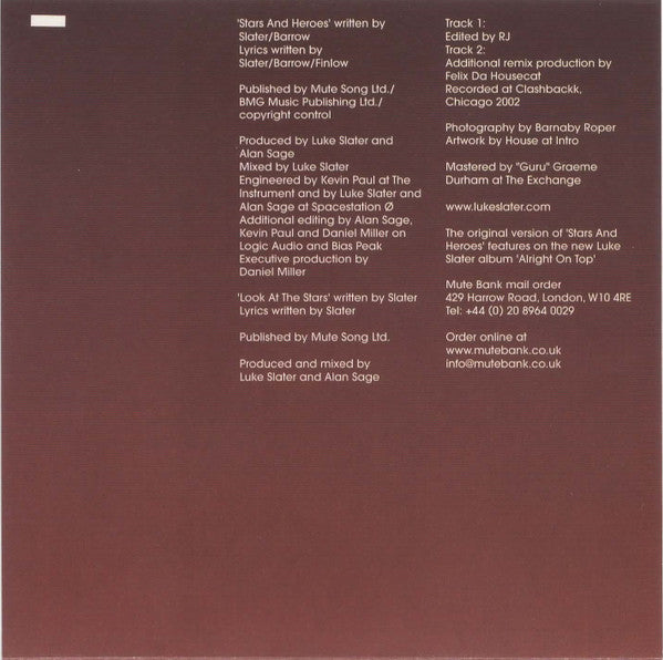 Luke Slater : Stars And Heroes (CD, Single)