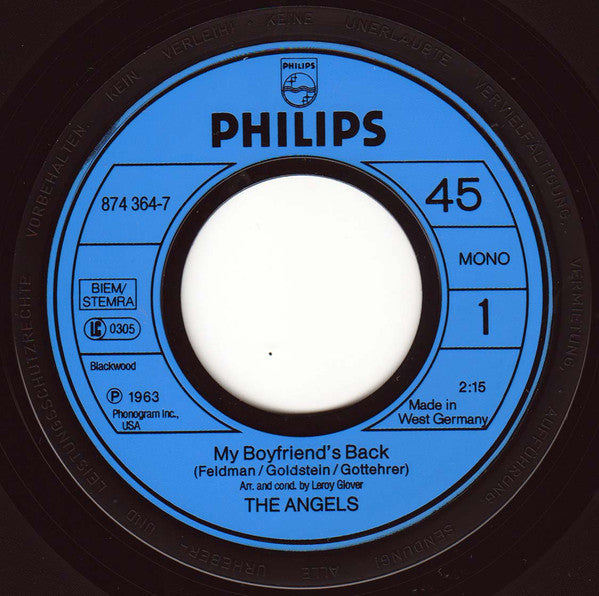 The Angels (3) : My Boyfriend's Back  (7", Single, RE)
