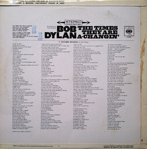Bob Dylan : The Times They Are A-Changin' (LP, Album, RE)