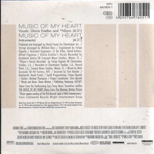 Gloria Estefan, *NSYNC : Music Of My Heart (CD, Single, Car)