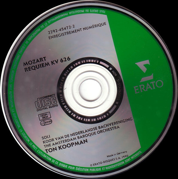 Wolfgang Amadeus Mozart / Ton Koopman, The Amsterdam Baroque Orchestra, Koor Van De Nederlandse Bachvereniging : Requiem (CD, Album)
